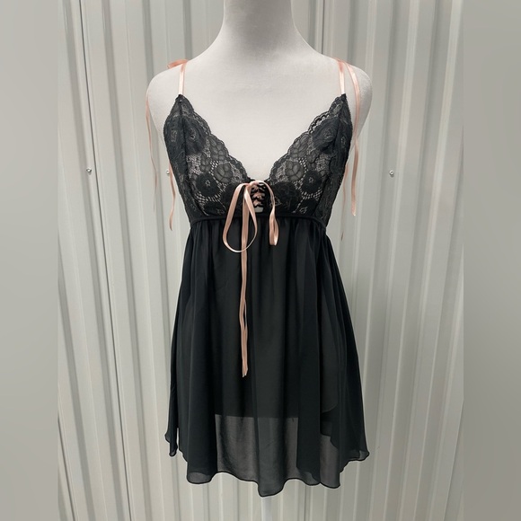 Victorias Secret Y2K Babydoll Slip Top Dress XS Dark Coquette Whimsigoth Fairy - Picture 1 of 8